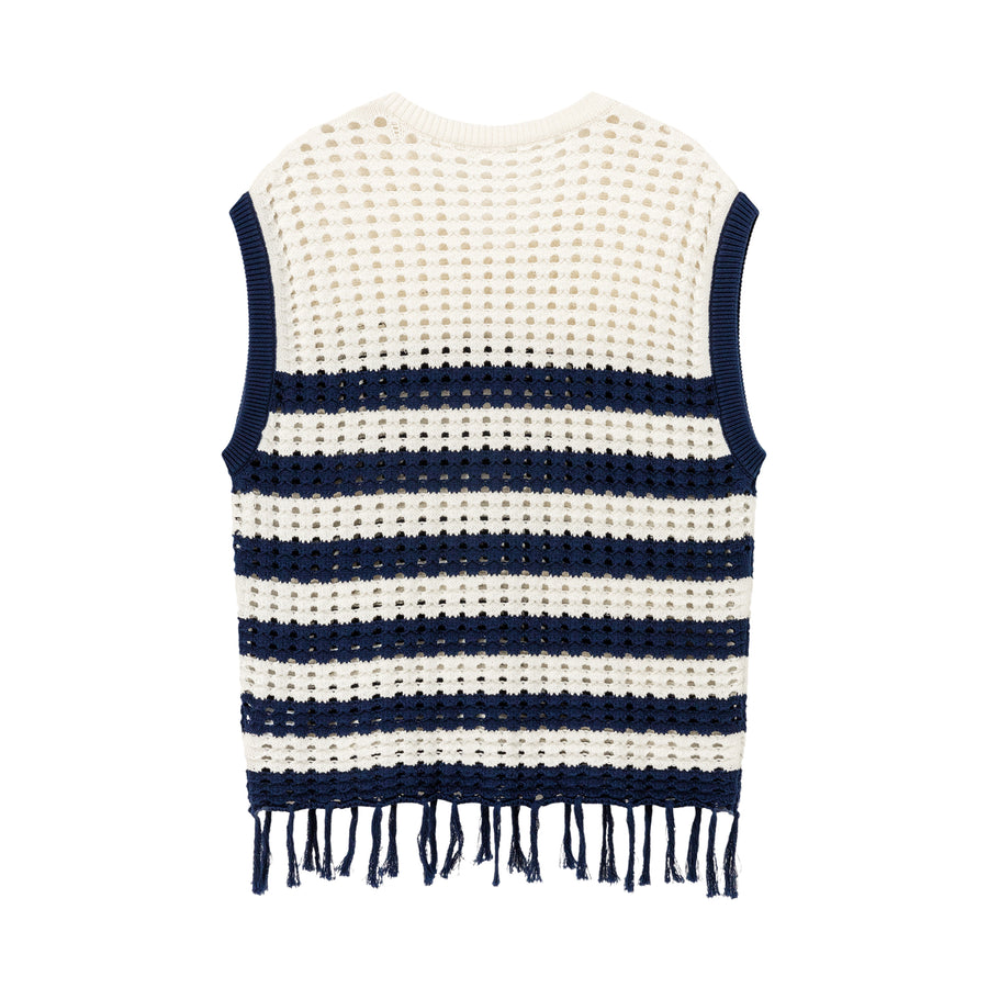 CHUU V Neck Color Contrast Stripe Knit Sweater Vest