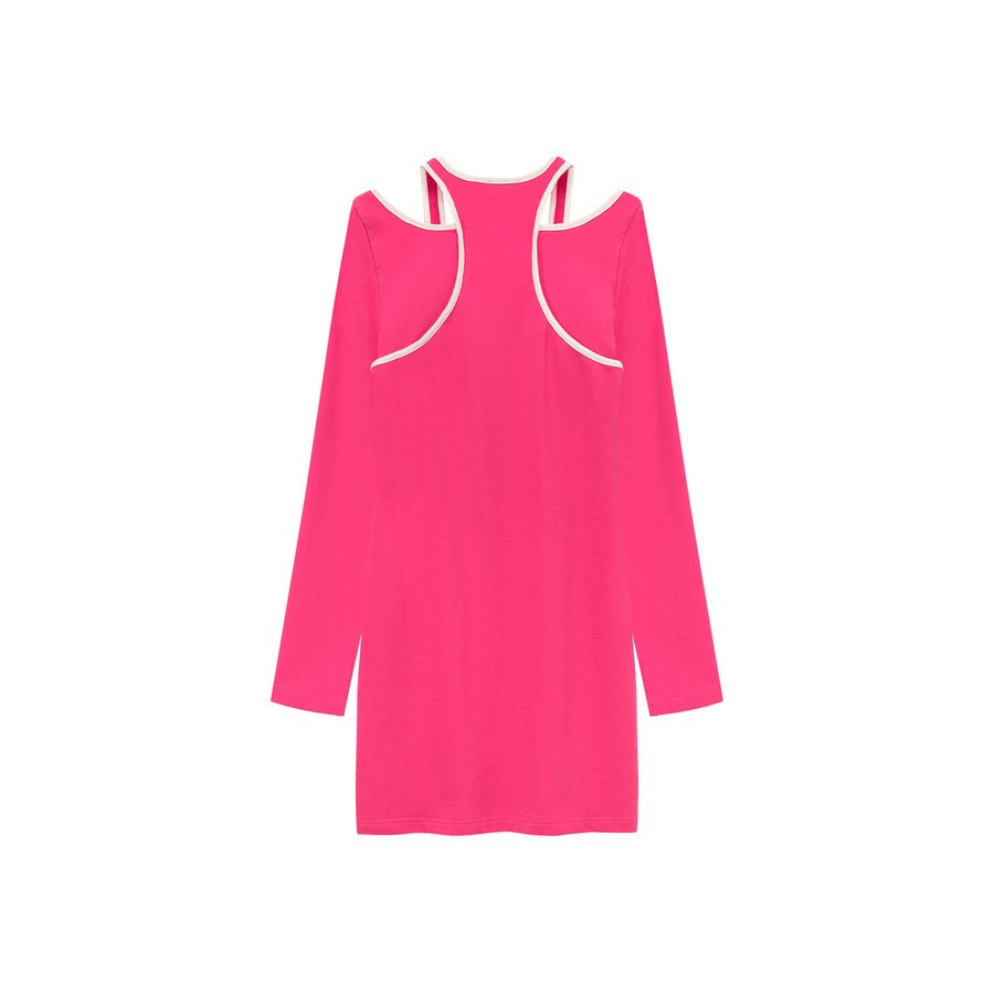 CHUU Off Shoulder Split Long Sleeve Mini Dress