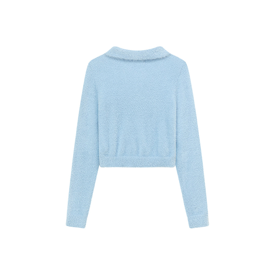 CHUU Polo Neck Crop Knit Top