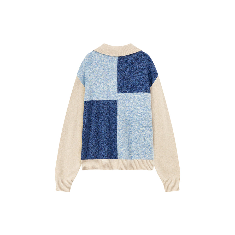 CHUU Collar Color Combination Knit Sweater