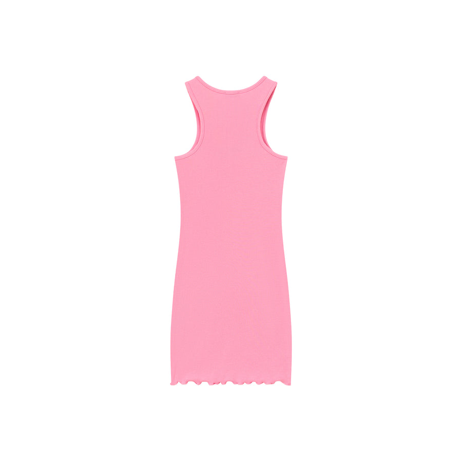 CHUU Frilly Hem Sleeveless Logo Mini Dress