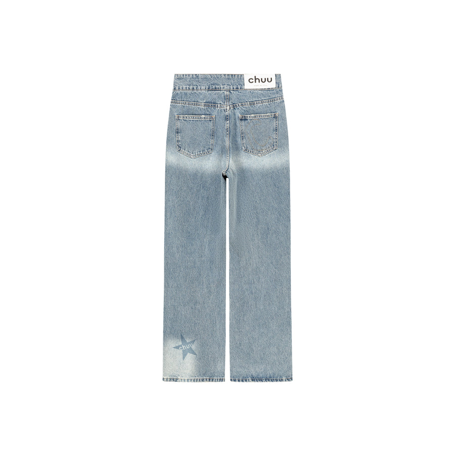 CHUU Side Logo Star Wide Denim Jeans