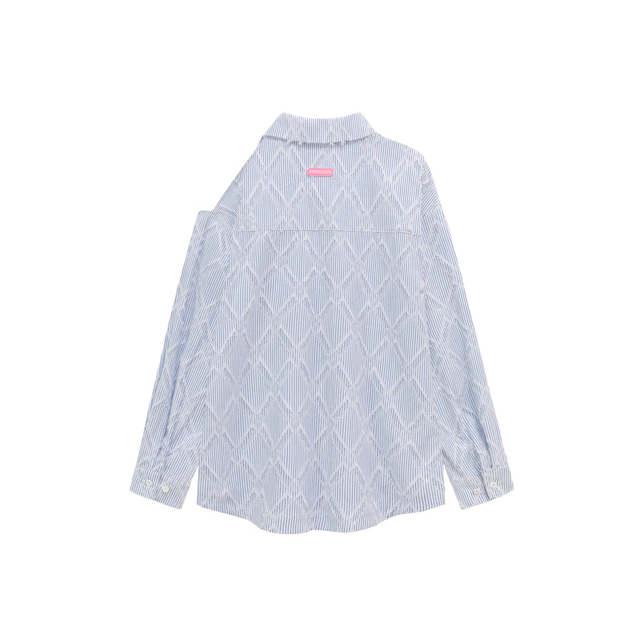 CHUU Argyle Open One Shoulder Shirt