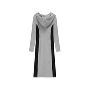 Two Toned Slim Hooded Long Dress
