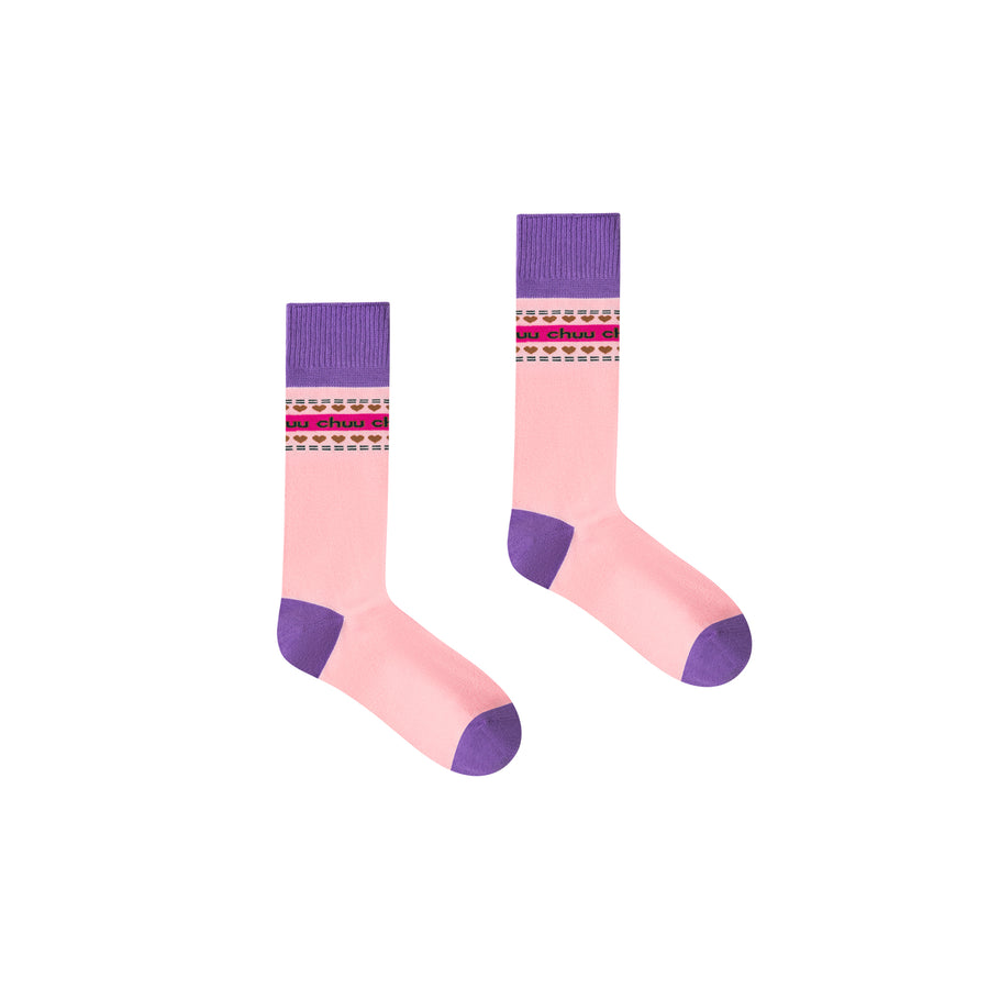 CHUU Cute Hearts Multi Color High Socks