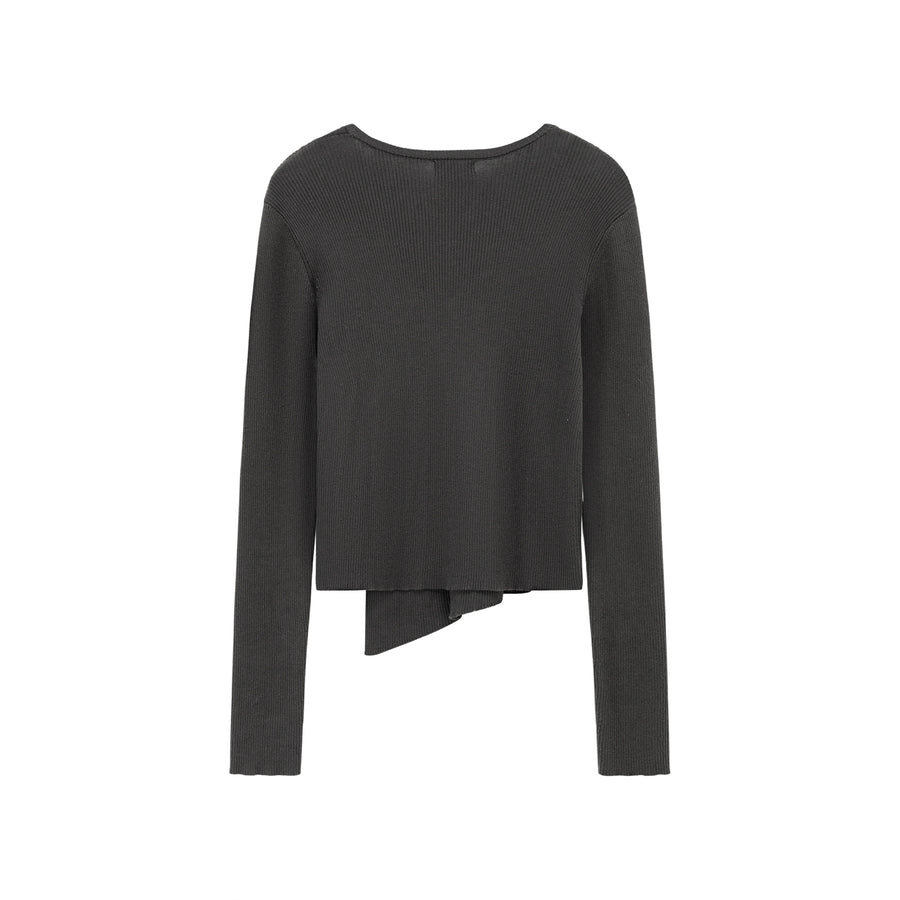 CHUU Slit Knit Long Sleeve Top