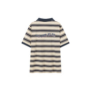 Retro Collar Stripe Short Sleeve T-Shirt