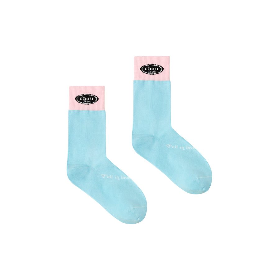 CHUU Chuu Lettering Color Band High Socks