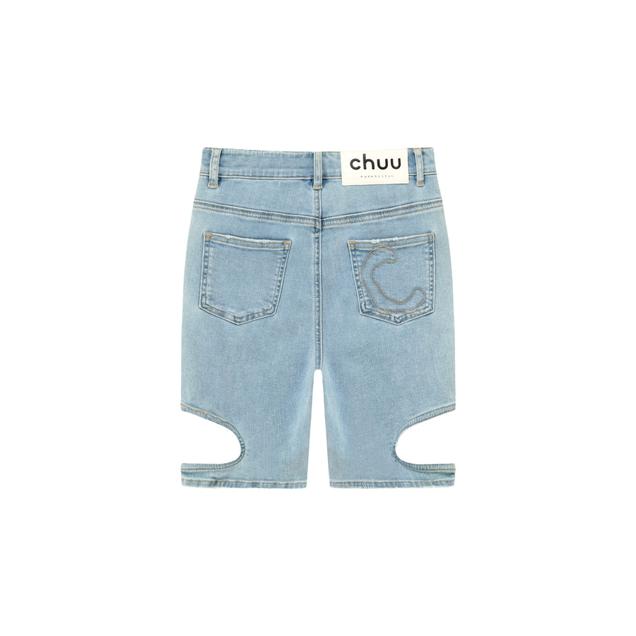 CHUU Side Cut Outs Denim Shorts