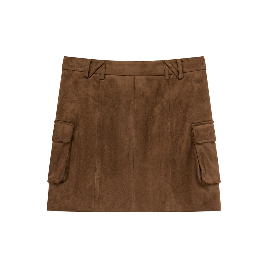 CHUU Pocket Zipper Leather Skirt