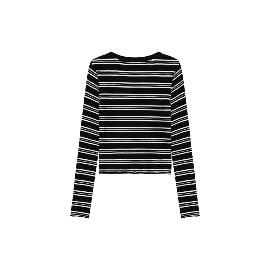 CHUU V-Neck Striped T-Shirt