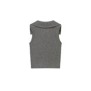 Shirred Button Color Sleeveless Crop Top