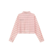 Logo Embroidered Cropped Striped Shirt