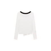 Slit Long Sleeve Simple T-Shirt