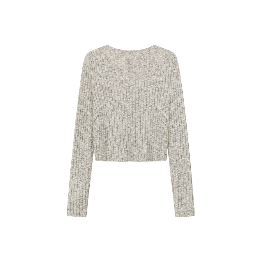 CHUU Heart Ribbed Knit Top