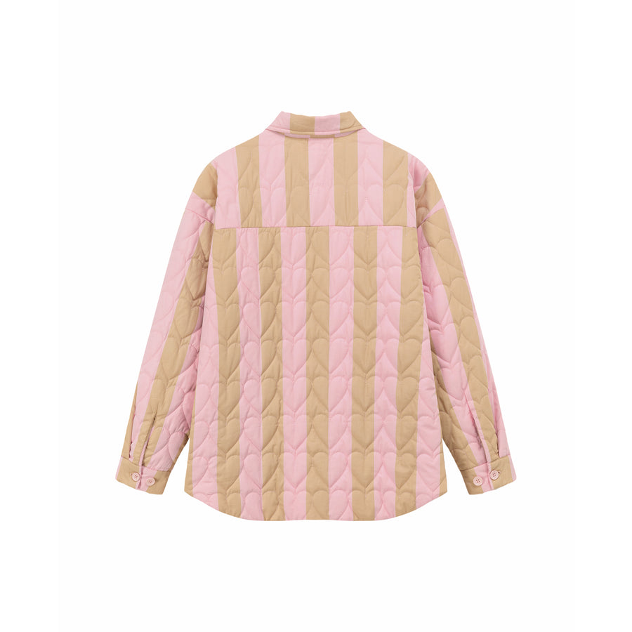 CHUU Striped Heart Quilted Jacket