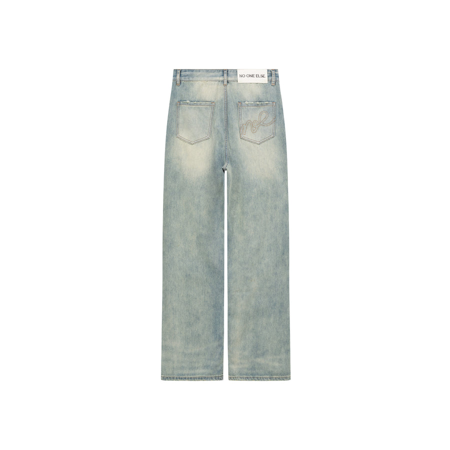 CHUU Washed Wide Pocket Denim Jeans