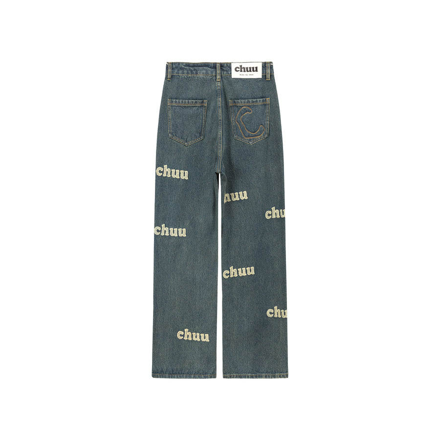 CHUU Lettering Logo Denim Jeans