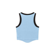 Chuu Star Center Line-Colored Sleeveless Semi Crop T-Shirt