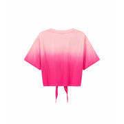 Gradient Short Sleeve Ribbon Tie Up Crop T-Shirt