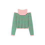 2-Layer Stripe Long Sleeves Top