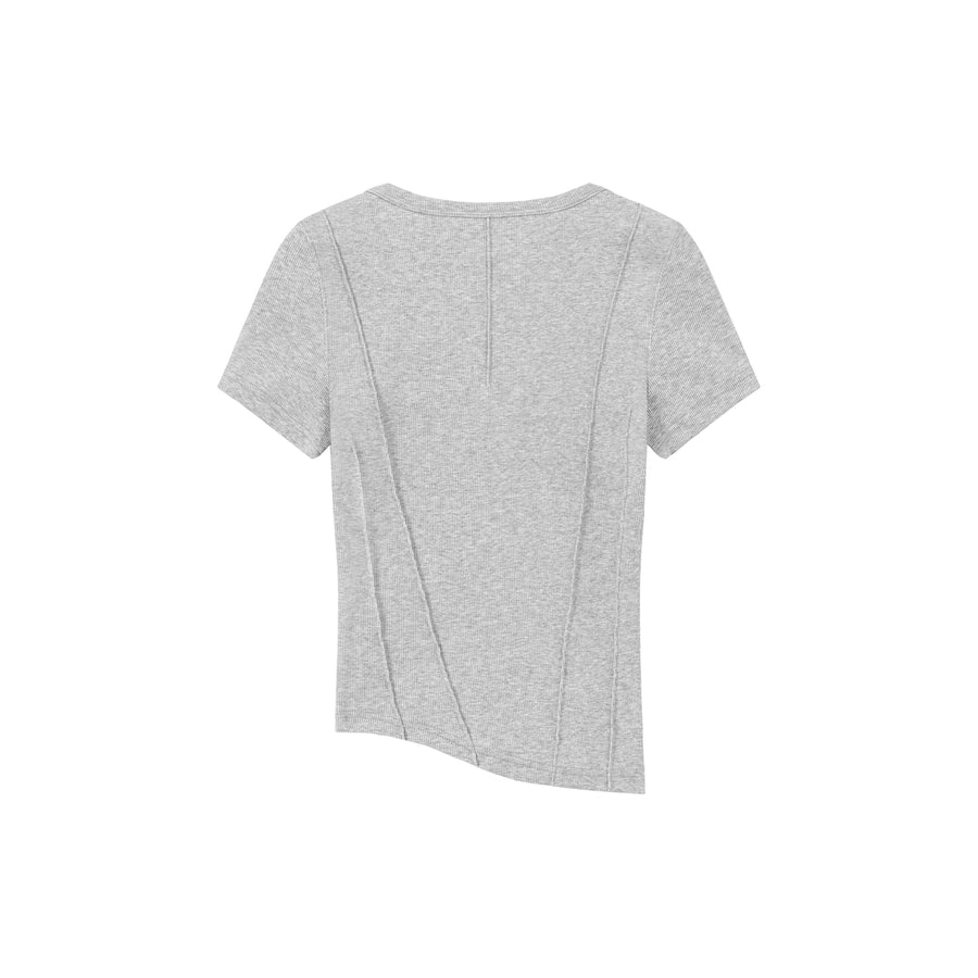 CHUU U-Neck Unbalanced Short Sleeve T-Shirt