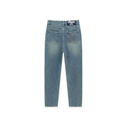 Frayed Line Straight Denim Jeans