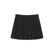 High Waisted Button Pleated Mini Skirt