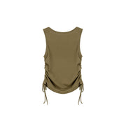 U-Neck Side Shirring String Sleeveless Top