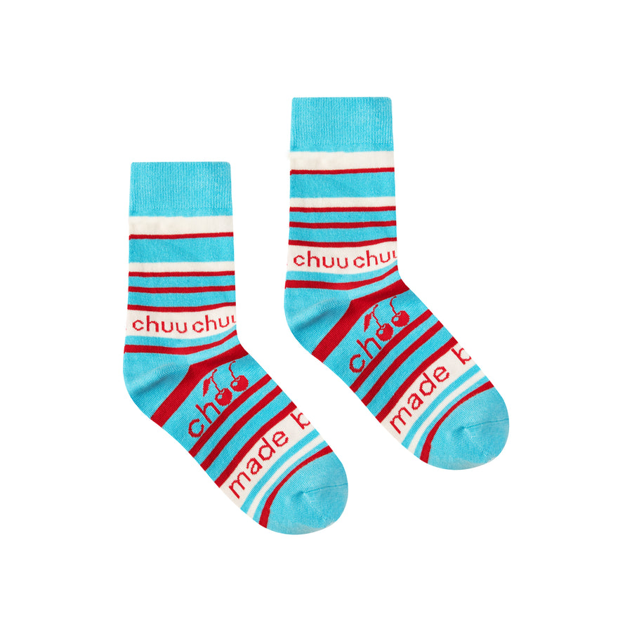 CHUU Striped Logo Color High Socks