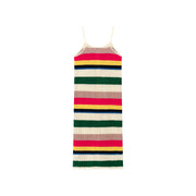 Striped Bustier Button Sleeveless Knit Dress