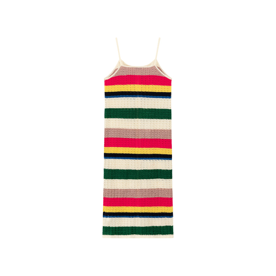 CHUU Striped Bustier Button Sleeveless Knit Dress