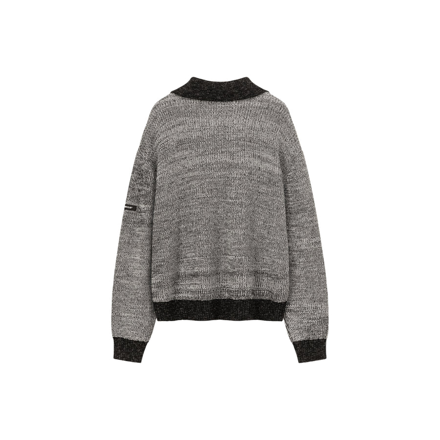 CHUU Polo Neck Color Combination Knit Sweater