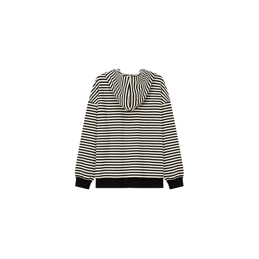 CHUU Striped Pocket Drawstring Hoodie