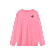 Logo Star Lettering Loose Fit Knit Sweater