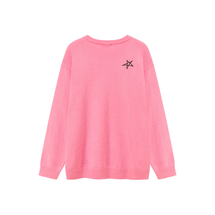 CHUU Logo Star Lettering Loose Fit Knit Sweater