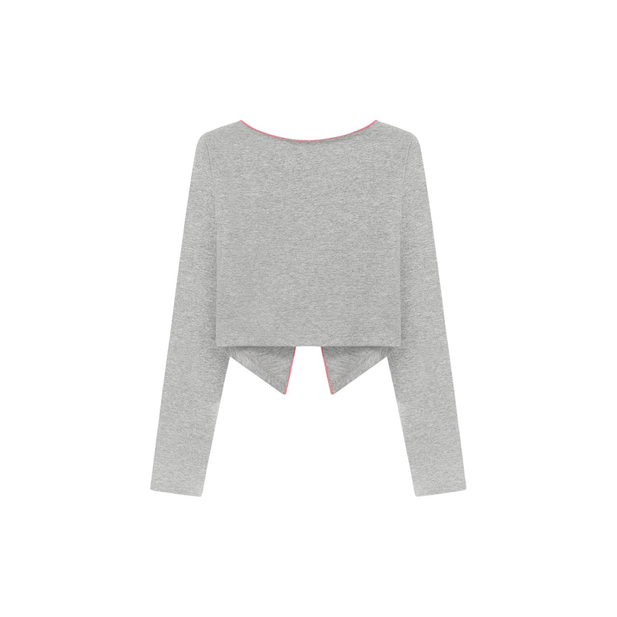 CHUU Logo Embroidered Ruffle Cardigan