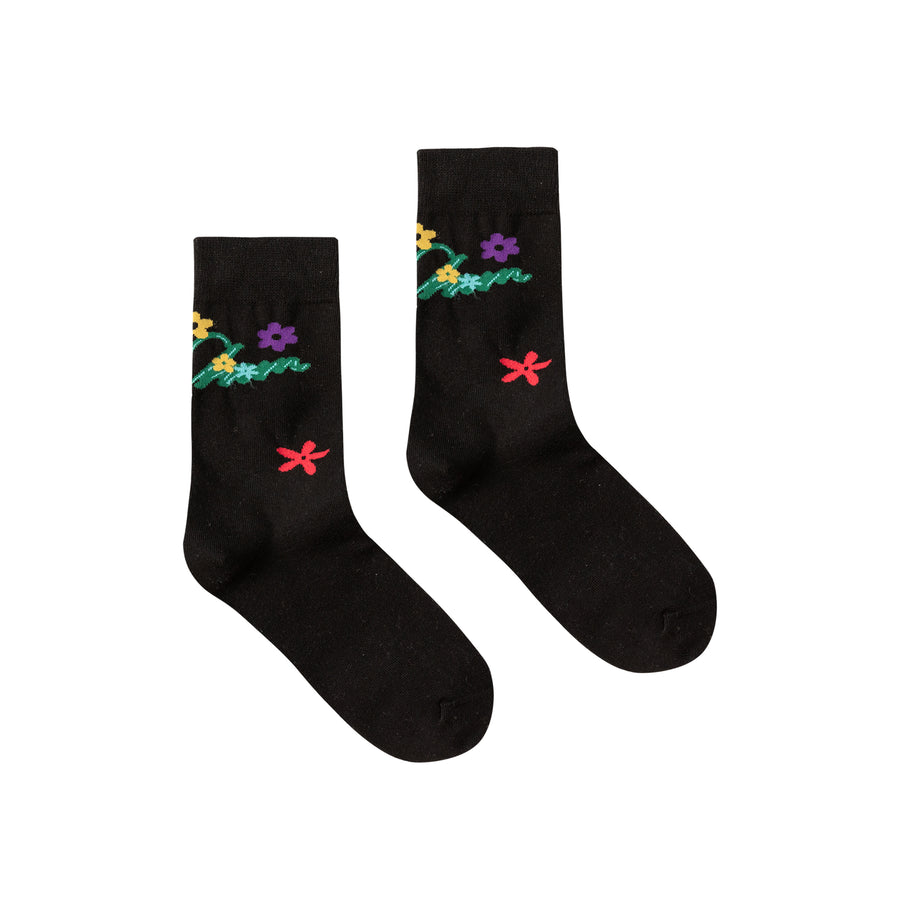 CHUU Flower Power Jacquard High Socks