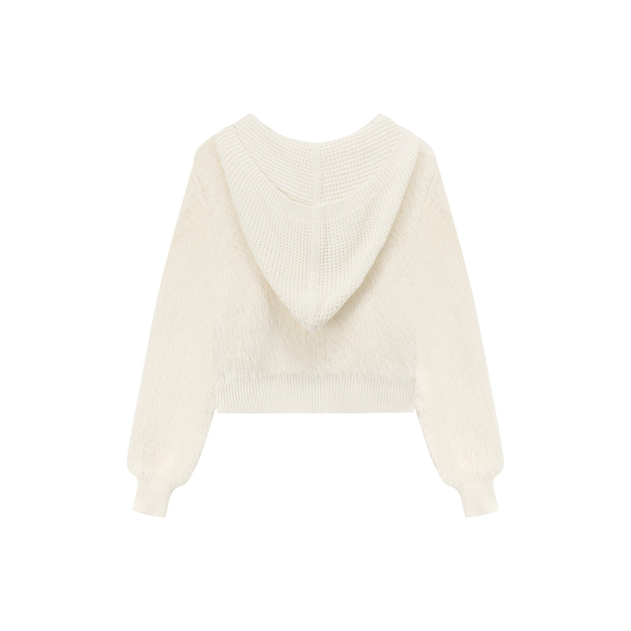 CHUU Hooded Crop Simple Zip-Up