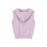 Color Hooded Sleeveless Knitted Zip-Up