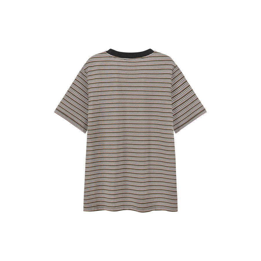 CHUU Colorblocked Striped Short Sleeve T-Shirt