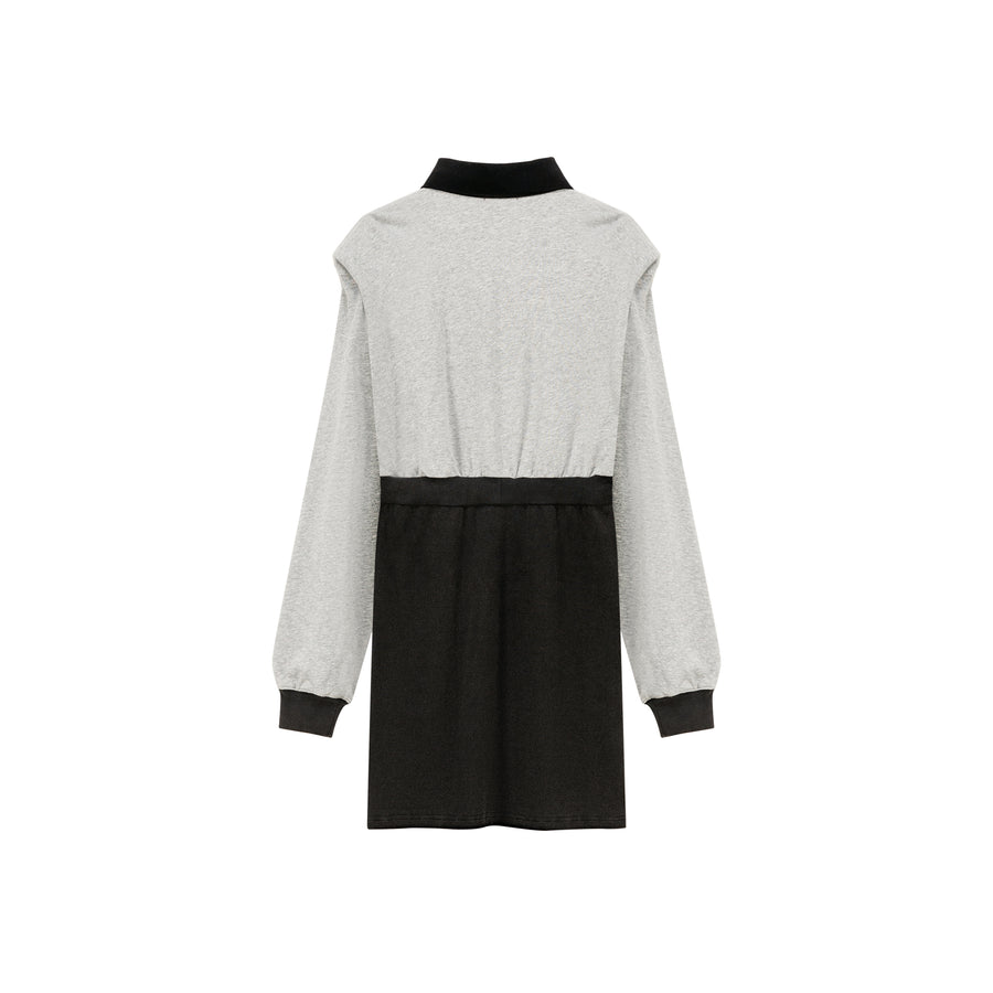 CHUU Contrast Color Polo Neck Dress
