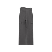 Pocket Side Slit Straight Pants