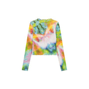 Logo Colorful Print Frilly Lined Top