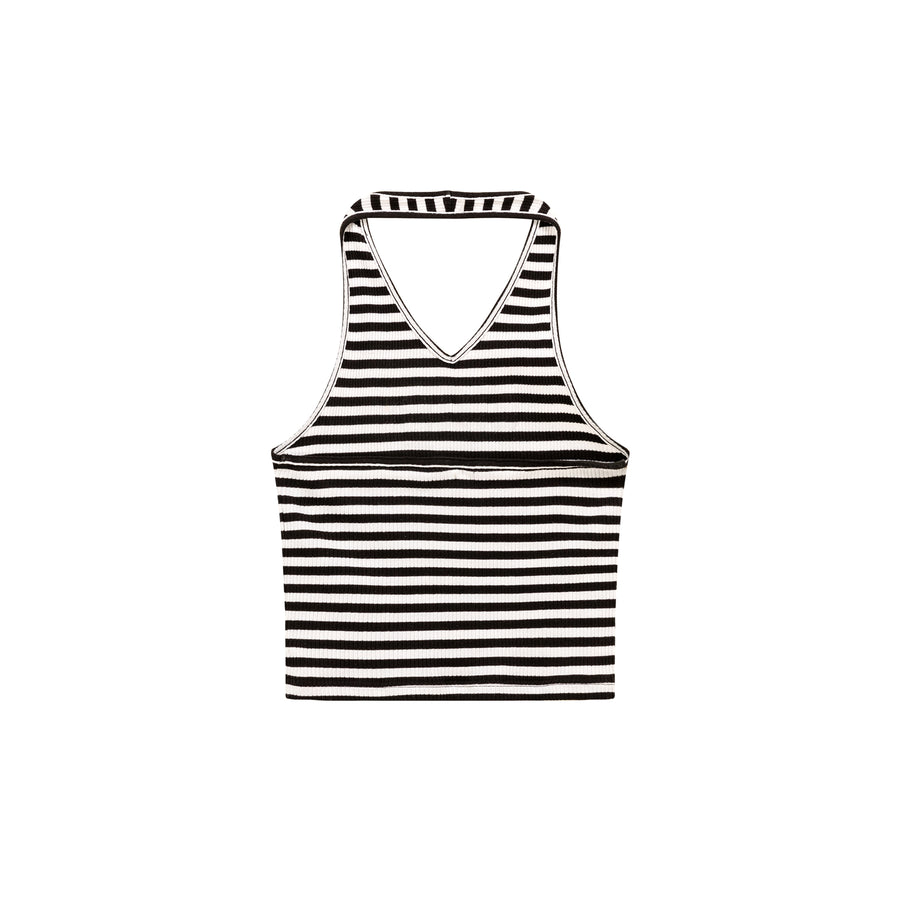 CHUU Logo Halter Neck Color Stripe Sleeveless Top