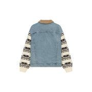 Contrast Color Knitted Denim Jacket