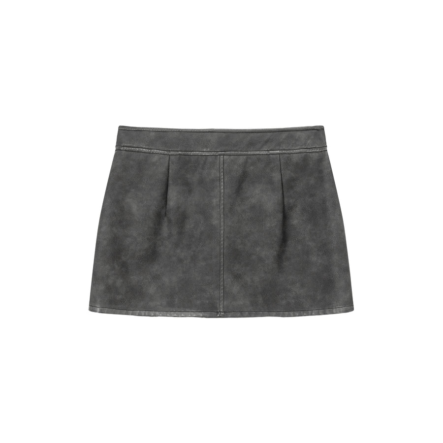 CHUU Zipper Leather Mini Skirt