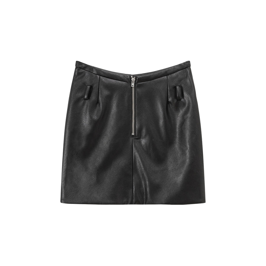 CHUU Simple Leather Mini Skirt