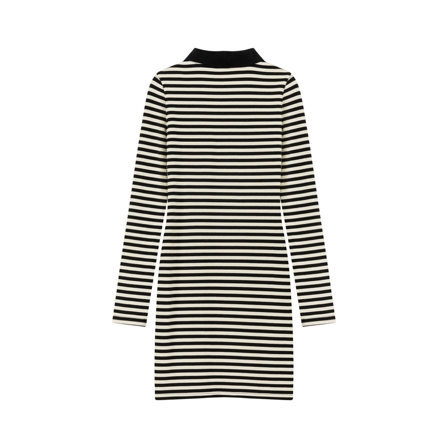 CHUU Half-Zip Striped Mini Dress