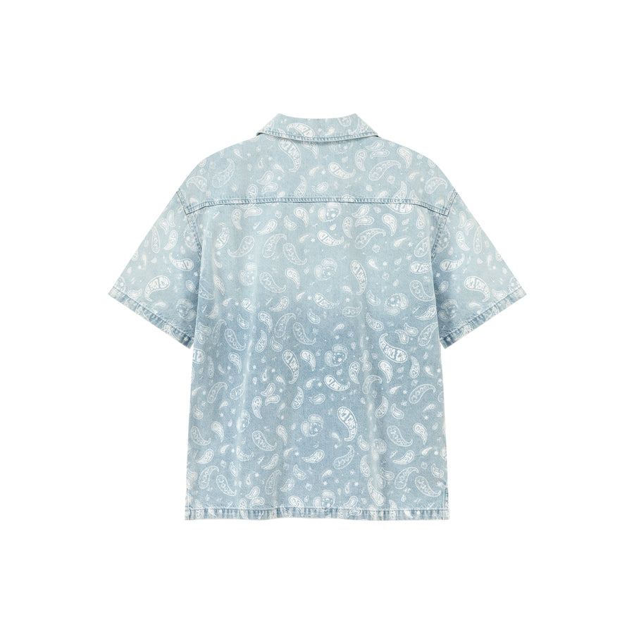 CHUU Logo Paisley Loose Fit Denim Shirt